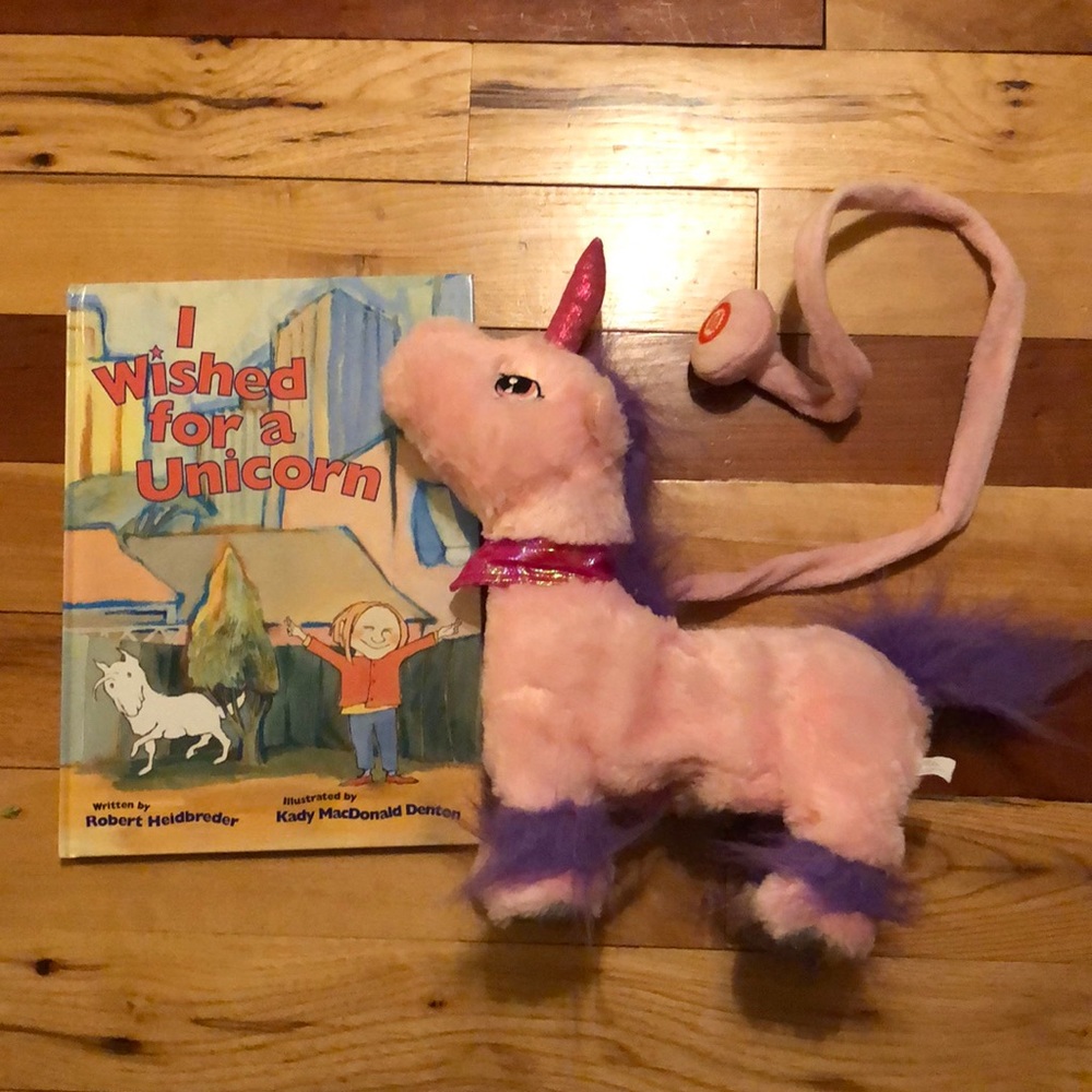 Unicorn book and toy bundle